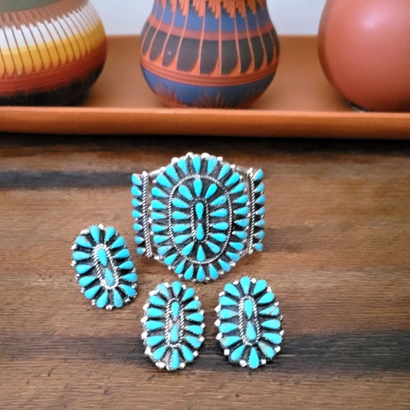 Set of Vintage Sterling Silver Turquoise